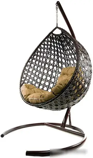 Подвесное кресло M-Group Капля Люкс 11030201 (коричневый ротанг/бежевая подушка) – фото товара