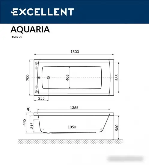 Ванна Excellent Aquaria 150x70 (с ножками) - фото товара