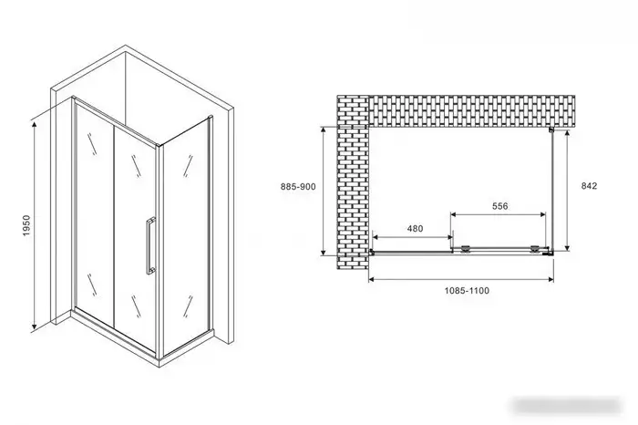 Душевой уголок Abber Schwarzer Diamant AG30110H-S90 - фото товара
