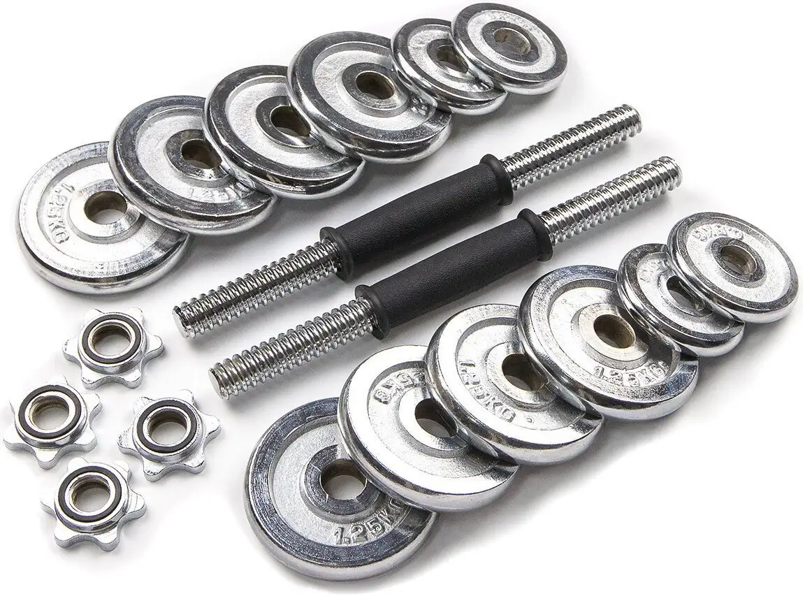 Набор гантелей Atlas Sport Хромированные в чемодане с соединительным грифом 15 кг – фото товара