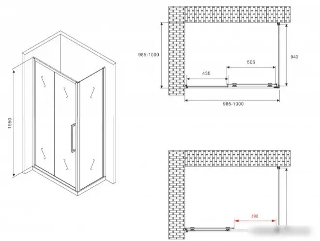 Душевой уголок Abber Schwarzer Diamant AG30100H-S100 - фото товара