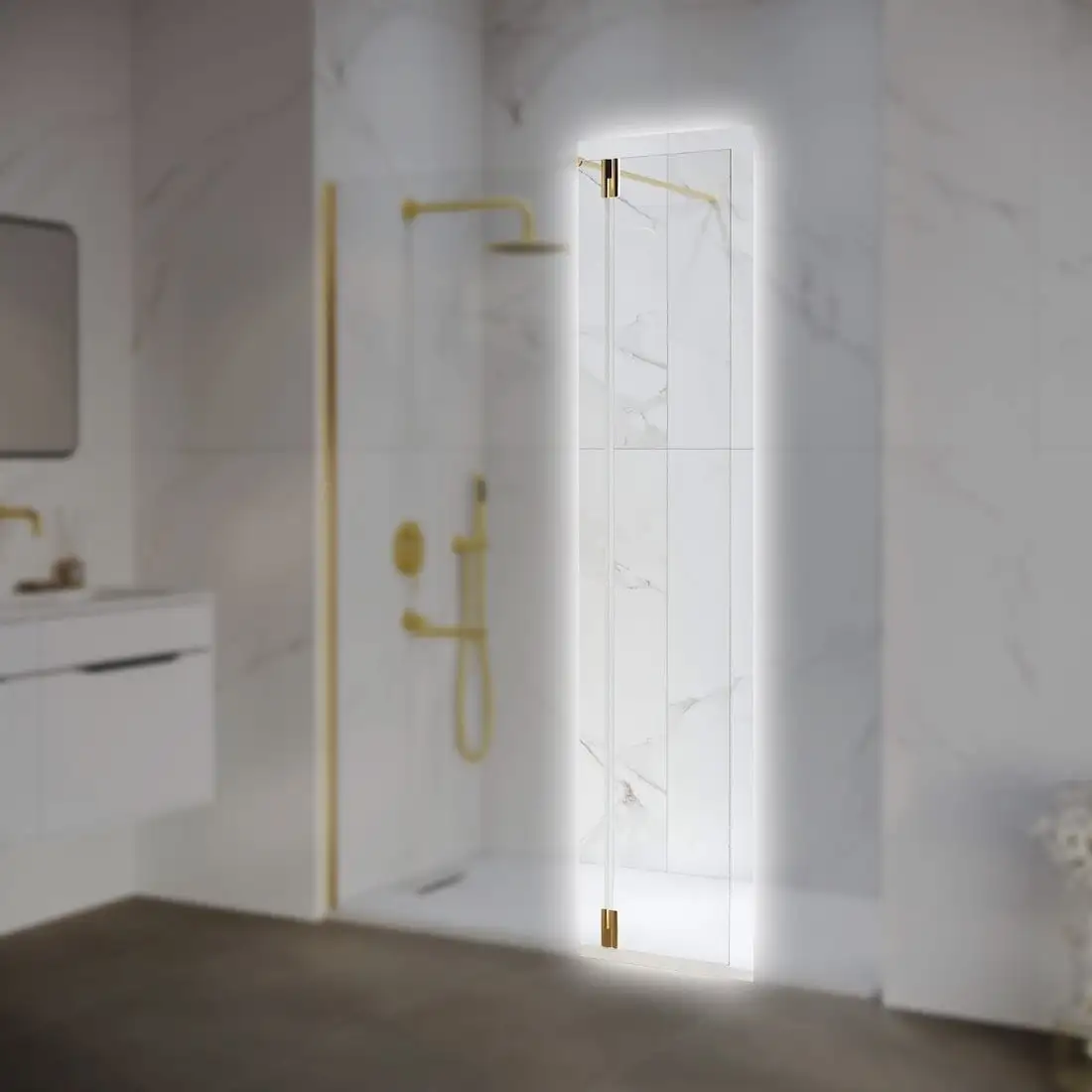 Душевая стенка RGW Z-070Gb 352207003-16 (золото браш/прозрачное стекло) - фото товара