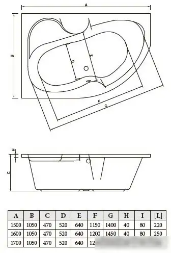 Ванна Bonito Home Arizona 160x105 R (с ножками) - фото товара