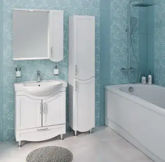 Runo Тумба с умывальником Runo Неаполь 75 + Элеганс 75 (напольная, белый) – изображение в каталоге