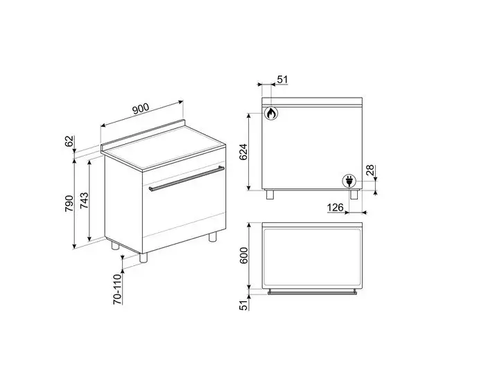 Кухонная плита Smeg C95GMCA9-1 — фото товара