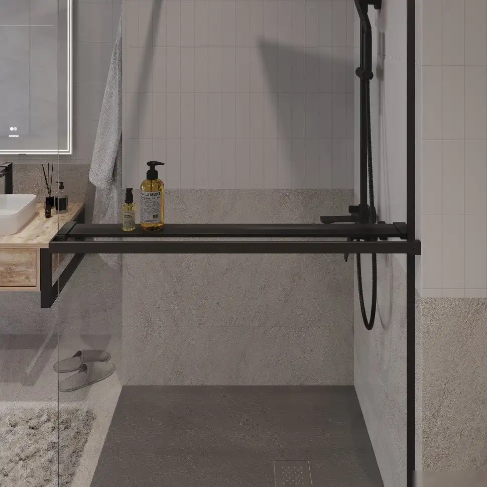 Душевая стенка Niagara NG-670-90ВLACK 90x195 (черный матовый/прозрачное стекло) - фото товара