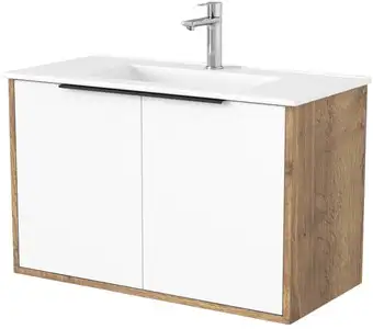 Дабер Тумба под умывальник 018 WeltWasser Deilbach 7517-80 Т18.8W.0.21Ч (дуб галифакс/белый/ручка черная) – изображение в каталоге