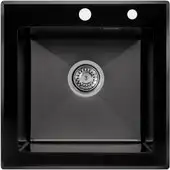 Кухонная мойка ARFEKA ECO AR 500*500 GS BLACK GLASS + BLACK PVD NANO