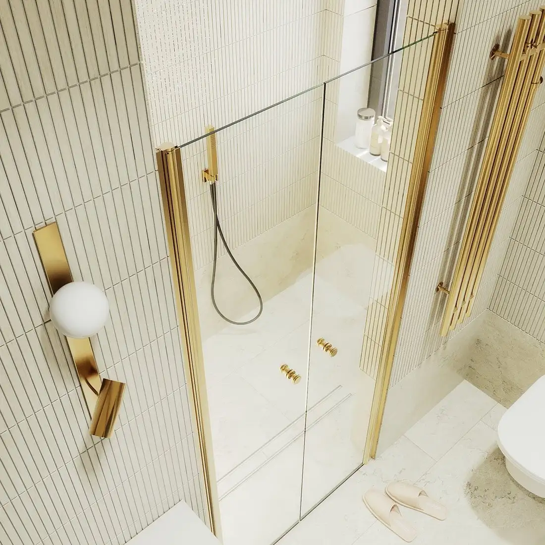 Душевая кабина MaybahGlass MGD-422-3 1980x800 (6 мм, прозрачное стекло/золото) - фото товара