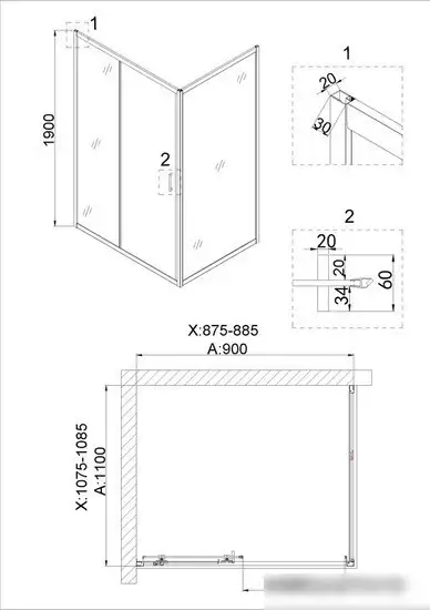 Душевой уголок Niagara NG-42-9AG-A110G 90x110x190 - фото товара