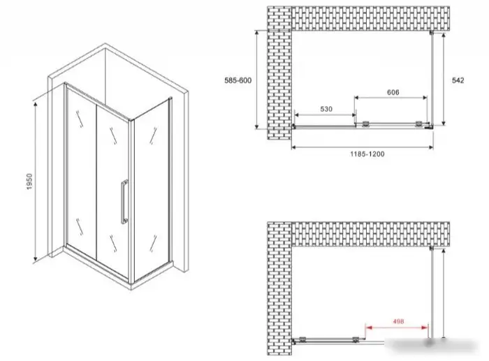 Душевой уголок Abber Schwarzer Diamant AG30120MH-S60M - фото товара