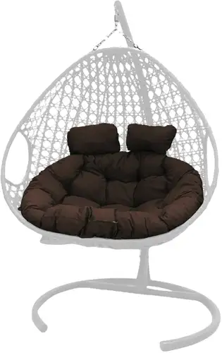 Подвесное кресло M-Group Для двоих Люкс 11510105 (белый ротанг/коричневая подушка)