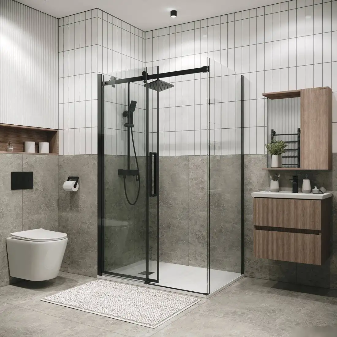 Душевой уголок Grossman Classic 140х80х195 120.K33.04.1480.42.00 (графит сатин/стекло прозрачное) - фото товара