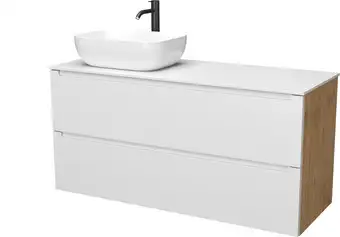 ЗОВ Тумба под умывальник Дион 120 D120LHO0M9003MKV5-KP13W (белый матовый/дуб) – изображение в каталоге