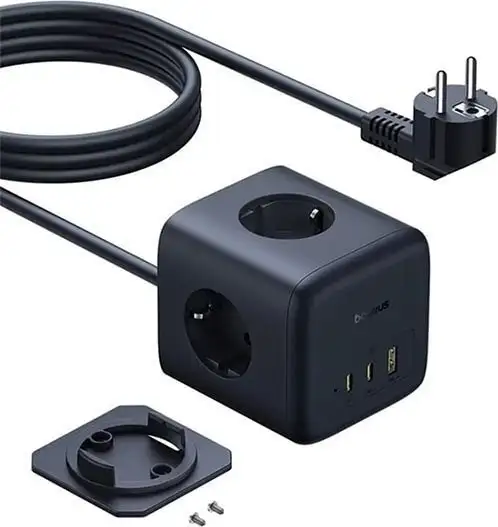Удлинитель Baseus EnerFill FA11 Cube Power Strip 3AC+1U+2C 67W EU E00082100123-00 (1.5 м, черный) – фото товара