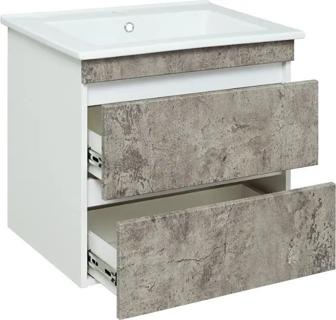 Runo Тумба с умывальником Runo Манхэттен 65 + Оскар 65 (подвесная, серый бетон) – фото товара