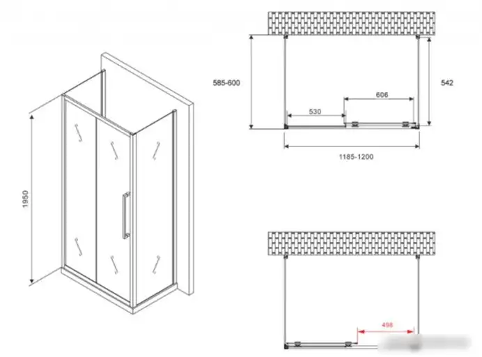 Душевой уголок Abber Schwarzer Diamant AG30120MH-S60M-S60M - фото товара