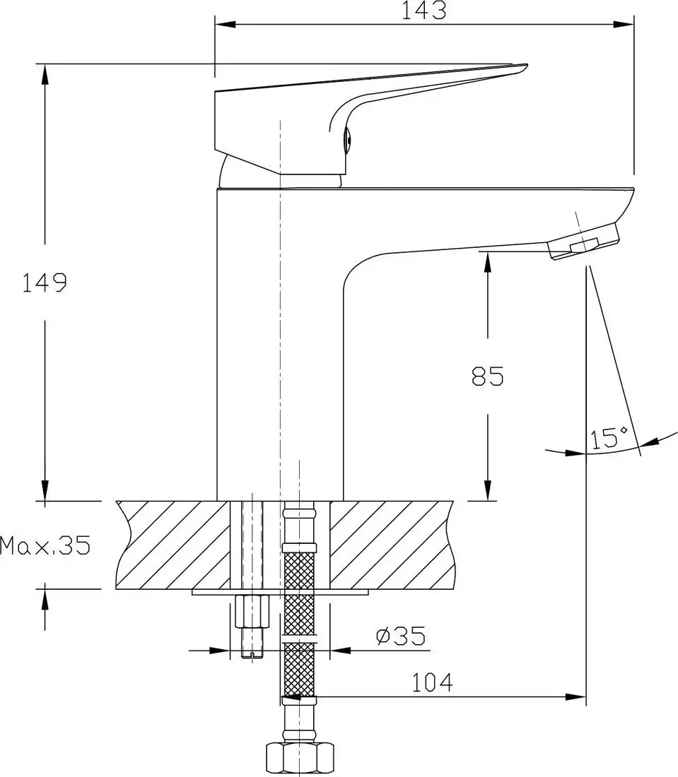 Умывальник Lauter 21855 + Awe 21CK128C с сифоном 21635CH (хром) - фото товара