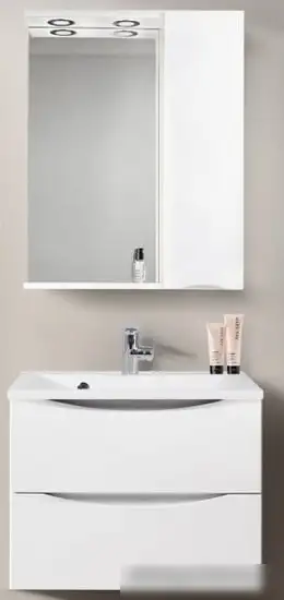 BelBagno Шкаф с зеркалом Marino-SPC-700/750-1A-BL-P-L (bianco lucido) – фото товара