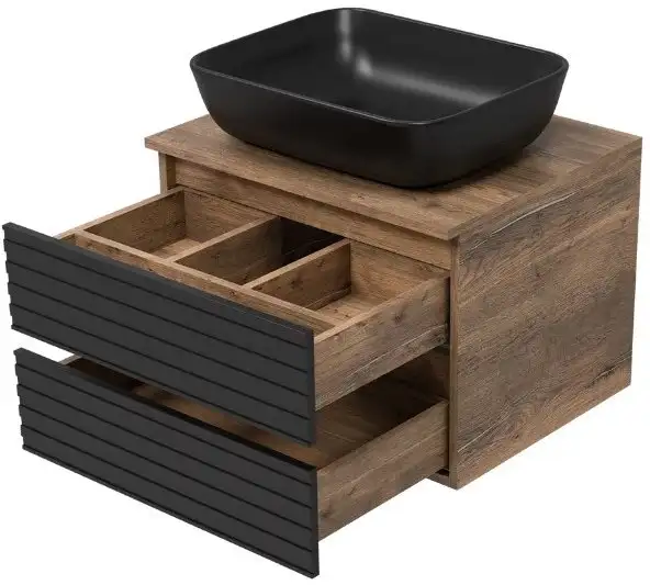 Brevita Тумба под умывальник Dakota 60 DAK-09060-19/02-2Я (черный/темное дерево) – фото товара
