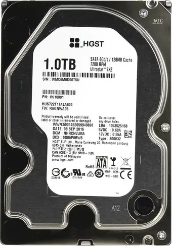Жесткий диск HGST Ultrastar 7K2 1TB [HUS722T1TALA604] – изображение в каталоге