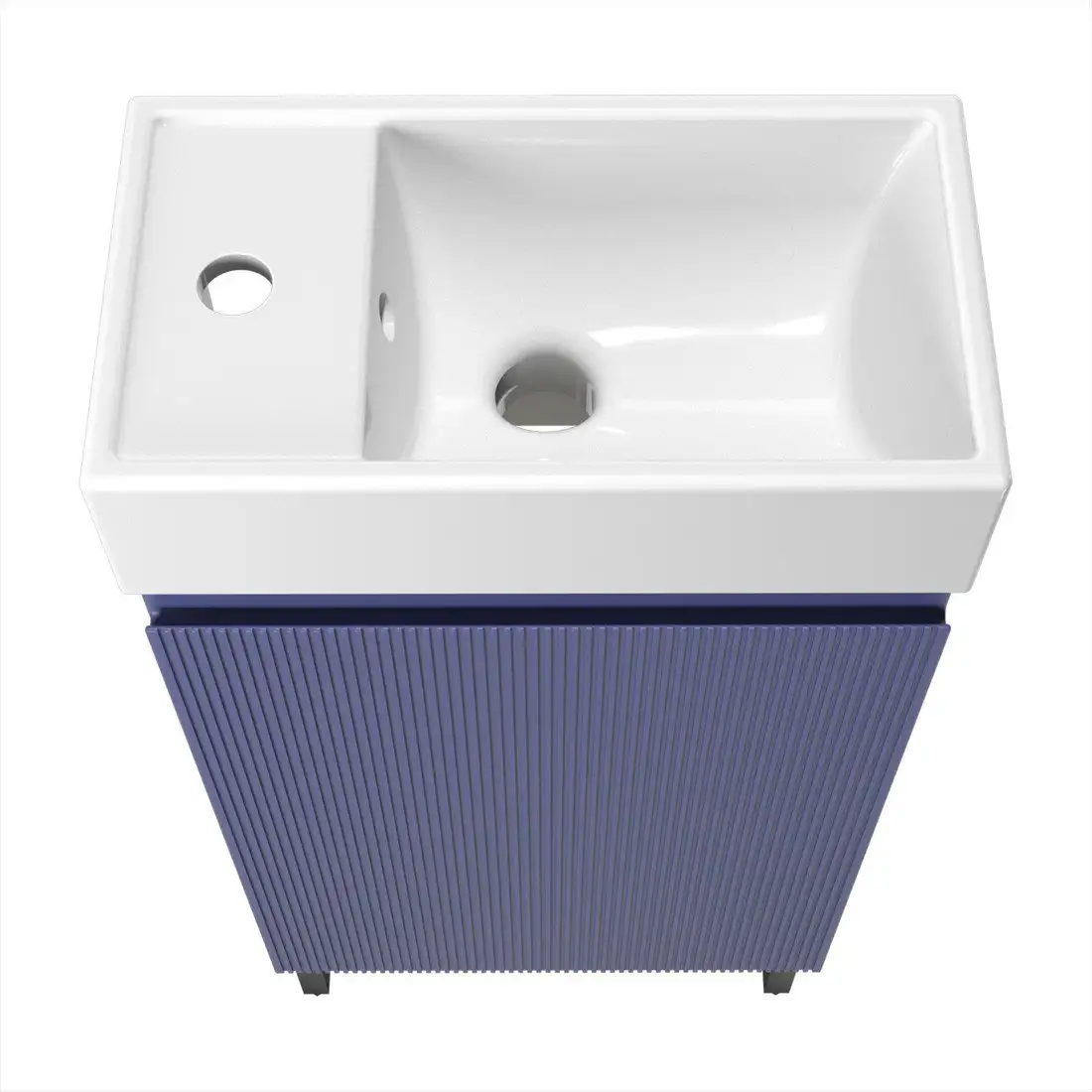 Wellsee Тумба под умывальник 3 в 1 WC Area 221804006 (тумба/матовый синий, раковина/глянцевый белый, ножки/матовый черный) – фото товара
