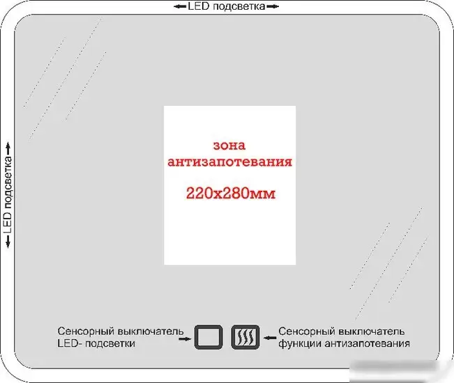 Пекам Зеркало LED Lines-80x100sp (сенсор на прикосновение/подогрев) – фото товара