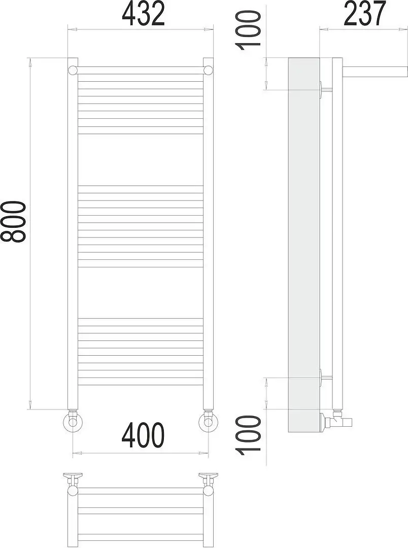 Полотенцесушитель TERMINUS Аврора П16 400x800 (с полкой) - фото товара