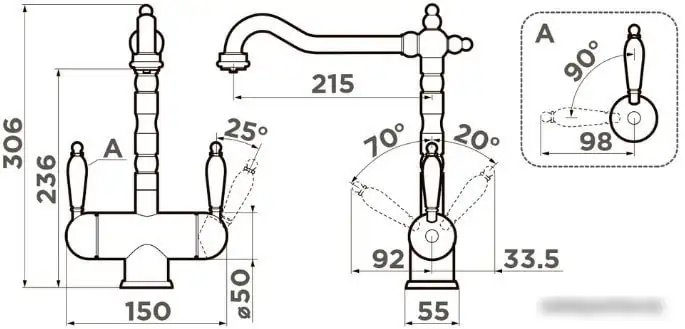 Смеситель Omoikiri Amagasaki-GB (графит) - фото товара