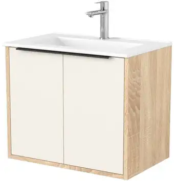 Дабер Тумба под умывальник 018 60 Т18.6.0.18Ч (бежевый/дуб бардолино/ручка черная) – изображение в каталоге