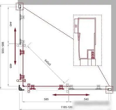 Душевой уголок BelBagno UNO-195-AH-2-120/100-CH-CR - фото товара