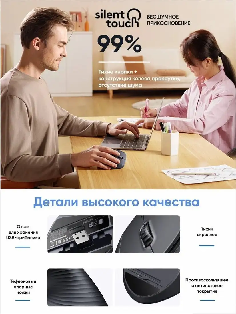 Вертикальная мышь Ugreen M571 55916 (черный) – фото товара