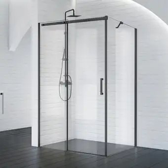 Душевой уголок BelBagno ACQUA-AH-1-140/90-C-NERO (прозрачное стекло) - изображение в каталоге