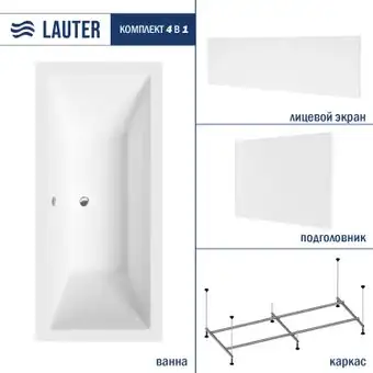 Ванна Lauter Oasis 170 21203070 (с каркасом, лицевым и торцевым экранами белого цвета) - изображение в каталоге