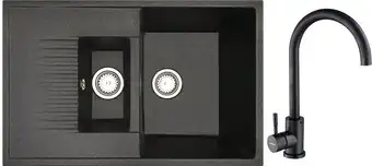 Кухонная мойка БелЭворс Forma R + смеситель W4998-3-22 (черный) - изображение в каталоге