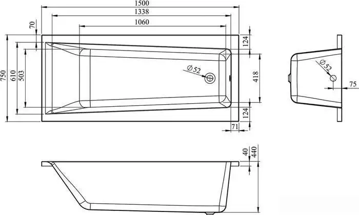Ванна Lavinia Boho Rock 150x75 3707005P - фото товара