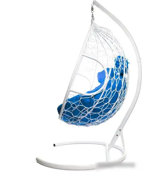 Подвесное кресло M-Group Для двоих 11450110 (белый ротанг/синяя подушка) – фото товара