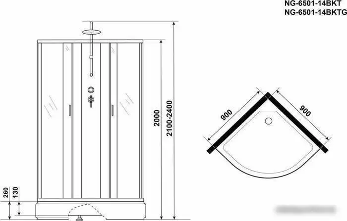 Душевая кабина Niagara NG-6501-14BKT 90x90x215 - фото товара
