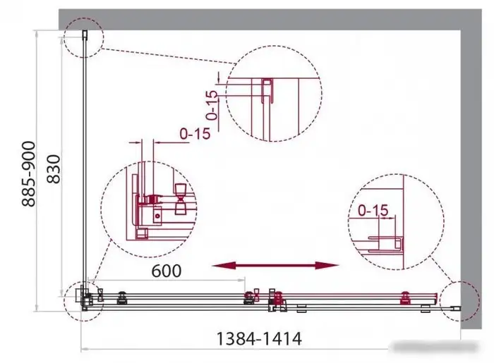 Душевой уголок BelBagno ACQUA-AH-1-140/90-C-Cr (прозрачное стекло) - фото товара