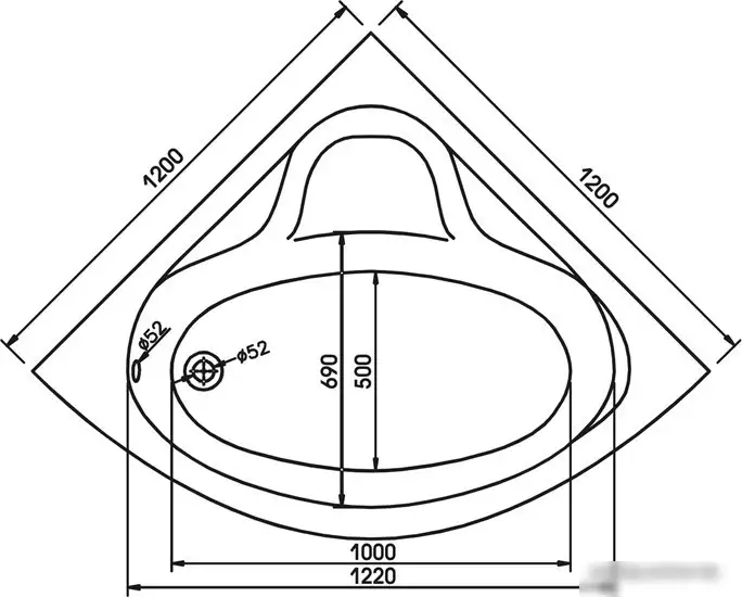 Ванна Relisan Polina (120x120) - фото товара
