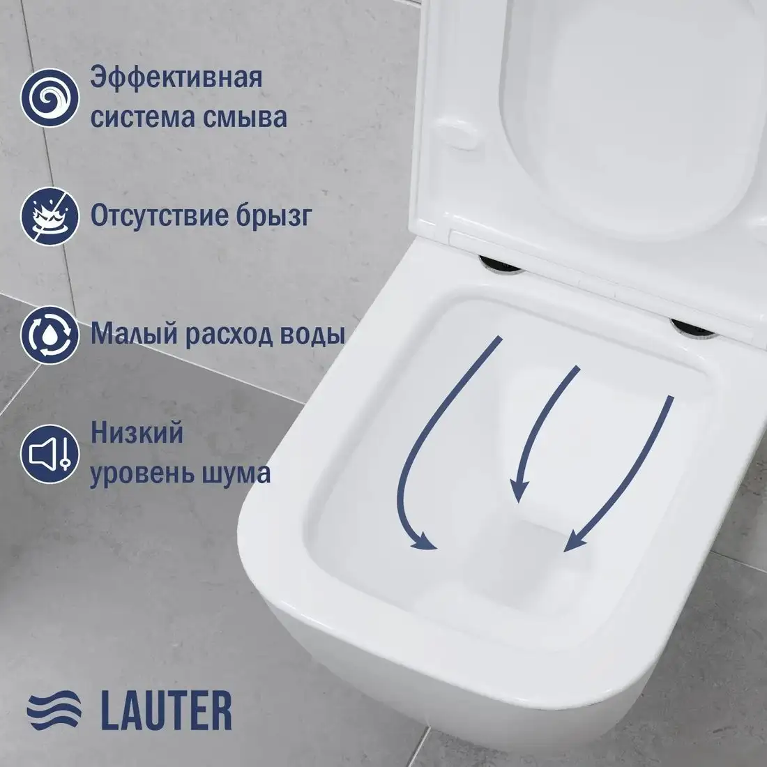 Унитаз подвесной Lauter Nuremberg 21811 + Breez 21GN7072BM - фото товара