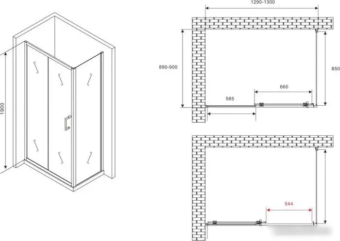Душевой уголок Abber Schwarzer Diamant AG30130B5-S90B5 - фото товара