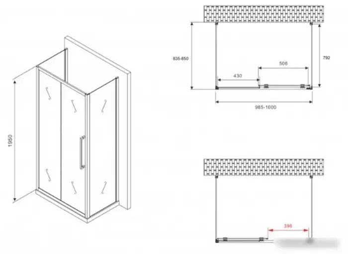 Душевой уголок Abber Schwarzer Diamant AG30100BH-S85B-S85B - фото товара
