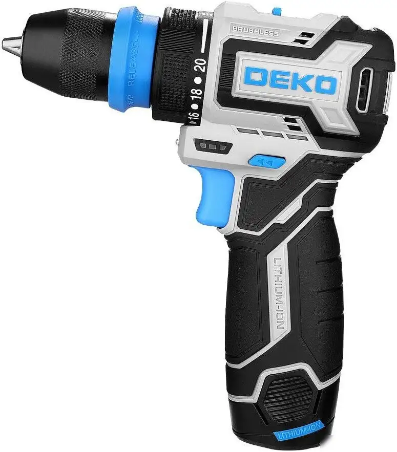 Дрель-шуруповерт Deko DKCD12 PRO ONE 085-1320 (с 2-мя АКБ, кейс) – фото товара