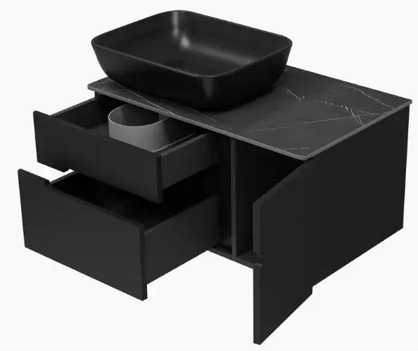 Misty Тумба под умывальник Роял 80 П-Роя-01080-021П2Я (подвесная, черный) – фото товара