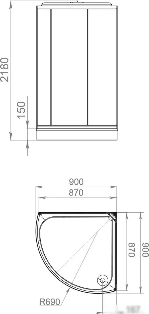 Душевая кабина Domani-Spa Simple 100x100 DS01Sm110LGrCl00.Gt-V1.2-Black - фото товара