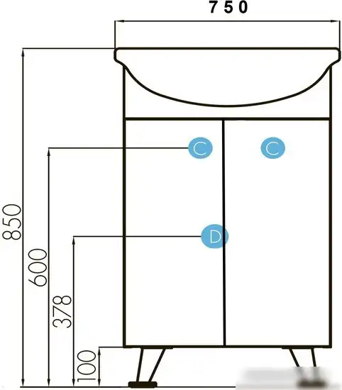Аква Тумба под умывальник Лайт ТЛ-5.01.1.00.750.201 – фото товара
