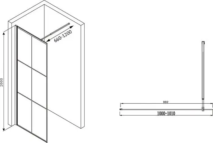 Душевая стенка Abber Immer Offen AG62100B - фото товара