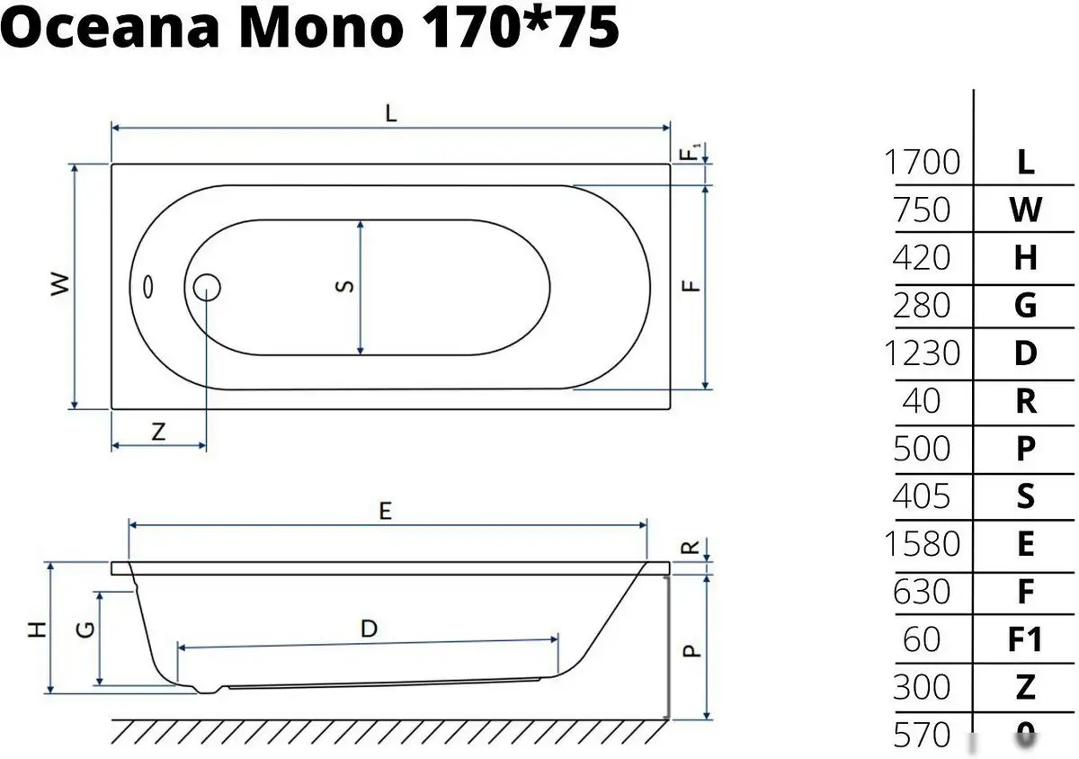 Ванна Excellent Oceana Mono 170x75 - фото товара