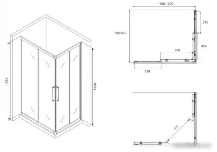 Душевой уголок Abber Schwarzer Diamant AG02129BH - фото товара